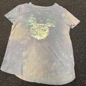 Gap Kids Blue Flip Sequin Disney Mickey Outline Short Sleeve Shirt sz M